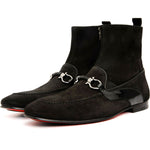 Vinci Leather The Baron Black Suede Bit Zip-up Dress Boot (9026 X)