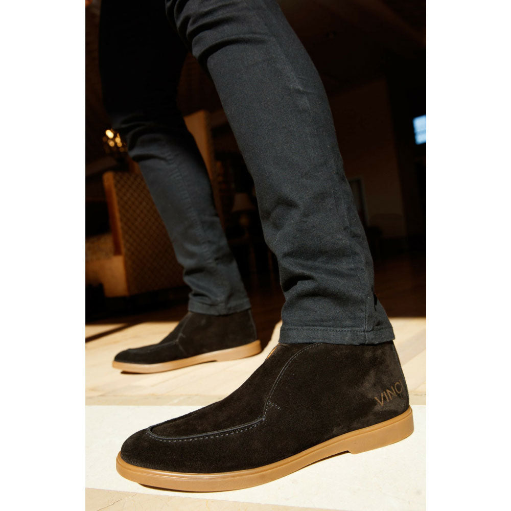 Vinci Leather The Belek Black Open Walk Suede Leather Boot (32607)