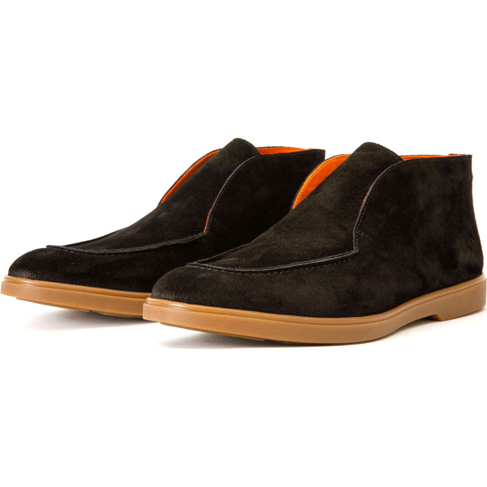 Vinci Leather The Belek Black Open Walk Suede Leather Boot (32607)