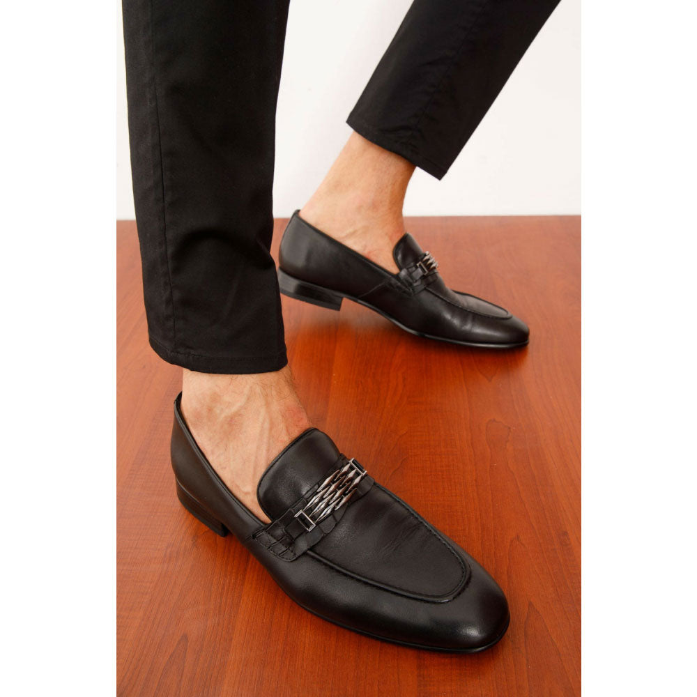 Vinci Leather The Bogota Black Bit Loafer (10651)