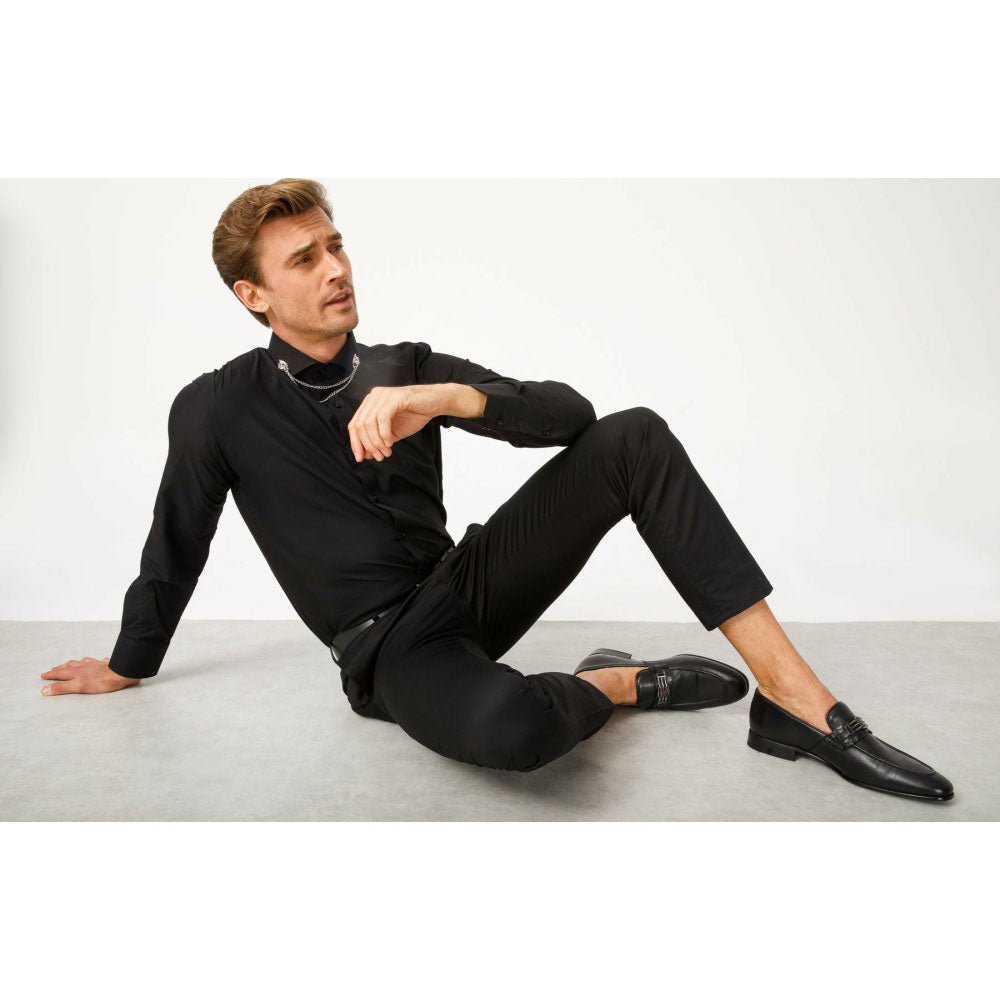 Vinci Leather The Bogota Black Bit Loafer (10651)