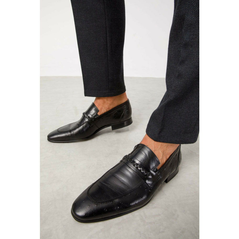 Vinci Leather The Bogota Black Bit Loafer (10651)
