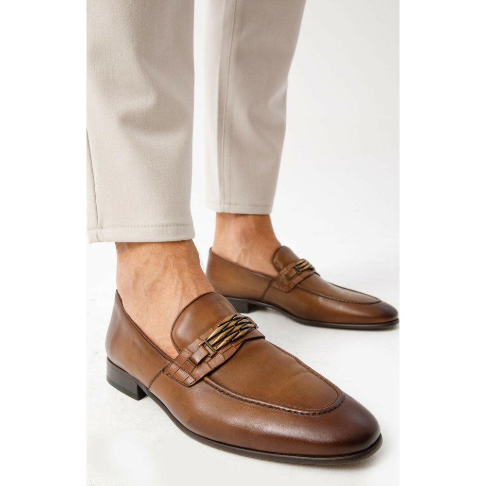 Vinci Leather The Bogota Tan Bit Loafer (10651)