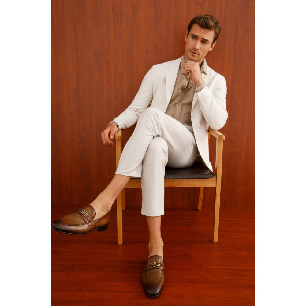 Vinci Leather The Bogota Tan Bit Loafer (10651)