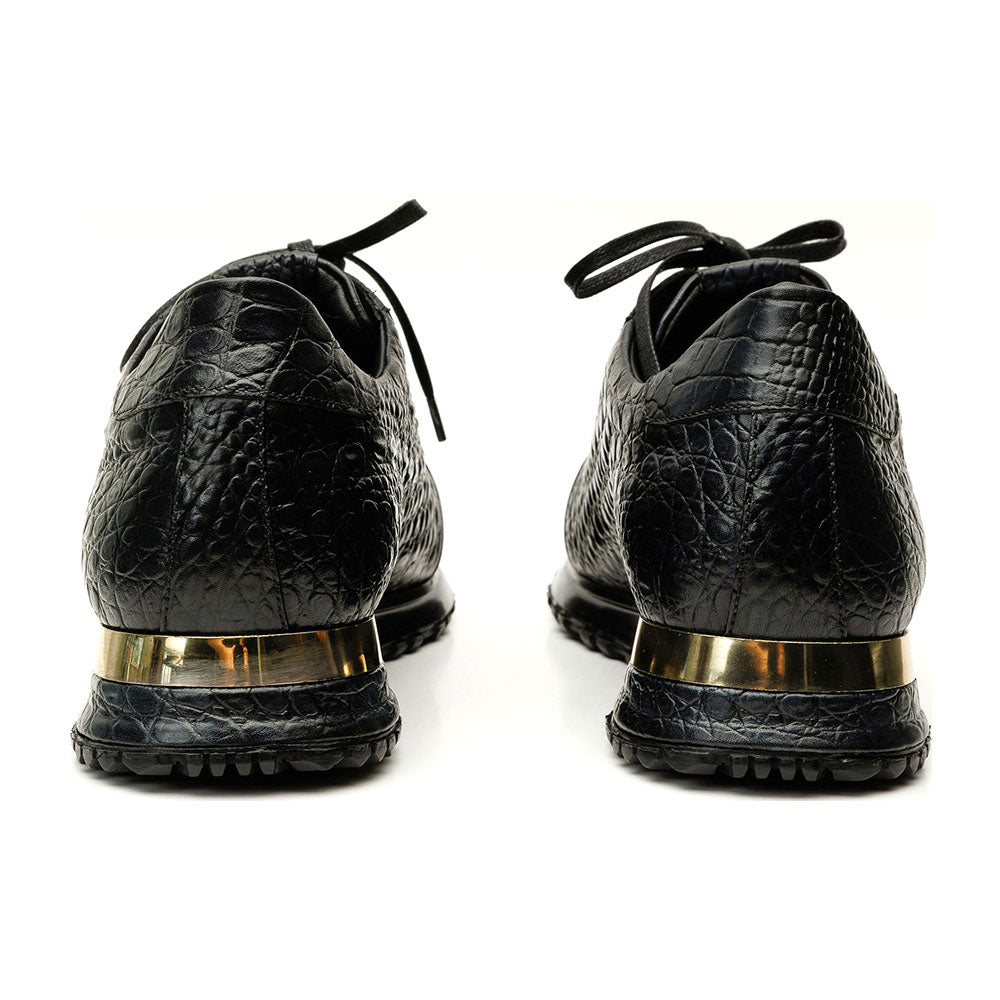 Vinci Leather The Bomba Black Crocodile Leather Sneaker (Vc-D521T-52)