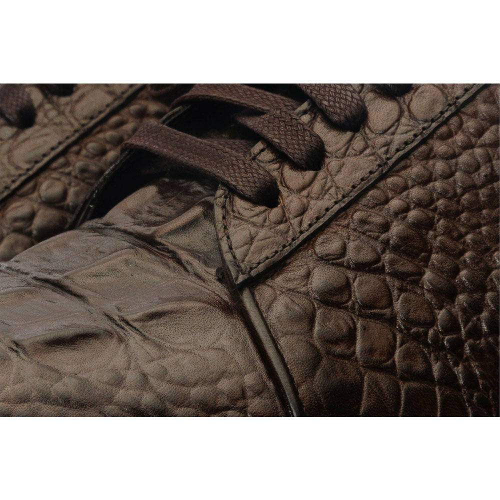 Vinci Leather The Bomba Brown Crocodile Leather Sneaker (Vc-D521T-52)