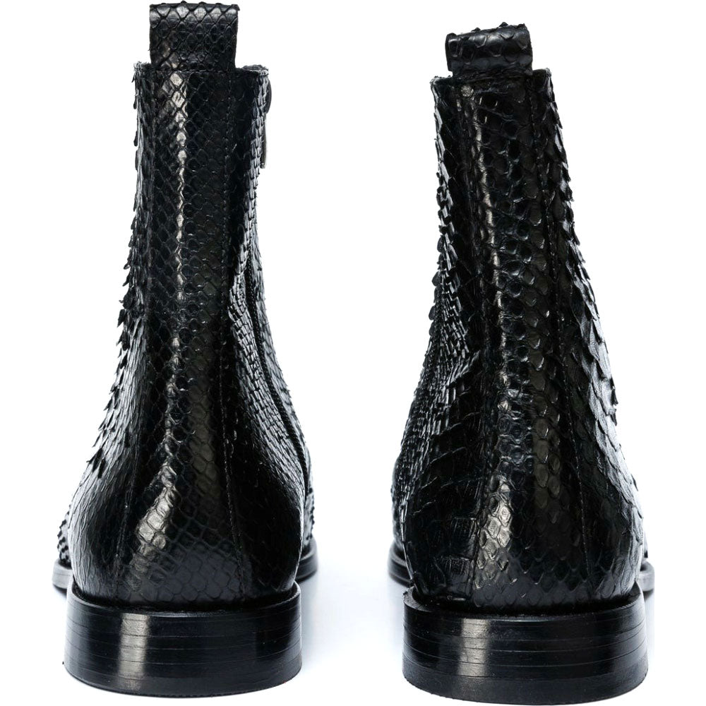 Vinci Leather The Boss Black Python Snk Zip-up Leather Boot Limited Edition