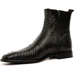 Vinci Leather The Boss Black Python Snk Zip-up Leather Boot Limited Edition