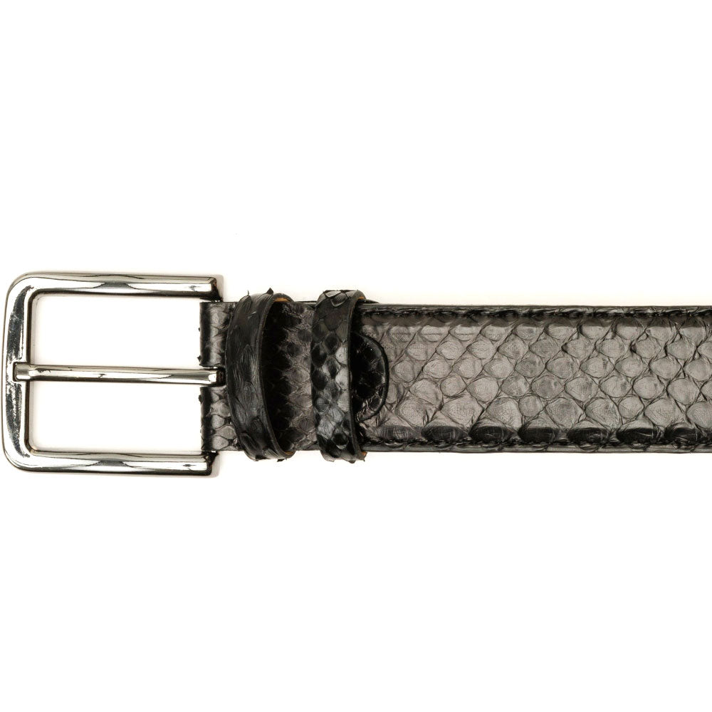 Vinci Leather Black Python Sneak Leather Leather Belt Size 38