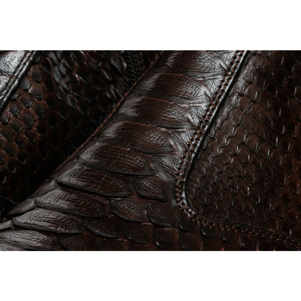 Vinci Leather The Boss Brown Python Snk Zip-up Leather Boot Limited Edition