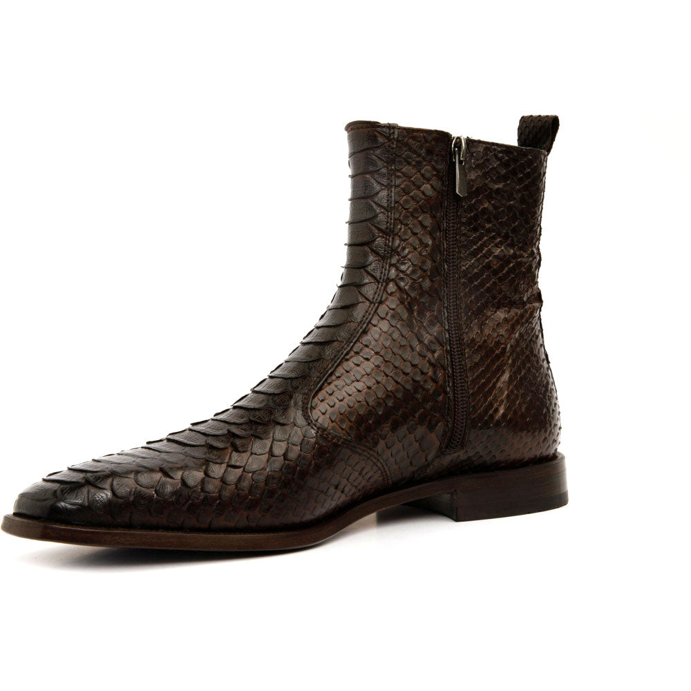 Vinci Leather The Boss Brown Python Snk Zip-up Leather Boot Limited Edition