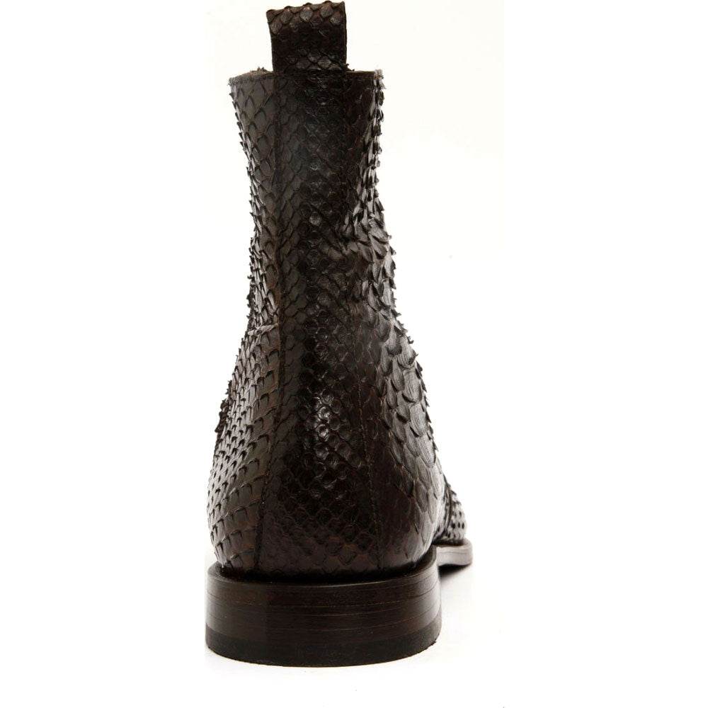 Vinci Leather The Boss Brown Python Snk Zip-up Leather Boot Limited Edition