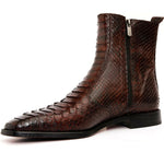 Vinci Leather The Boss Burgundy Python Snk Zip-up Leather Boot Limited Edition