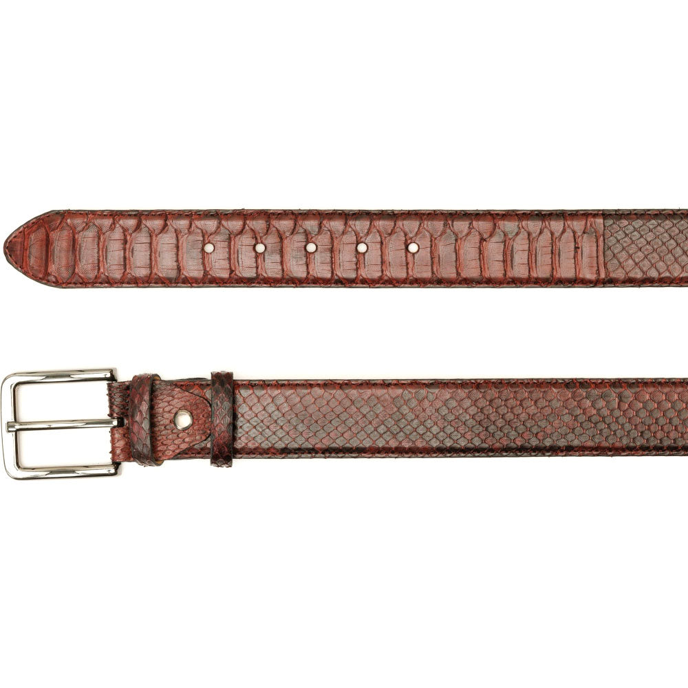 Vinci Leather The Boss Burgundy Python Sneak Leather Leather Belt