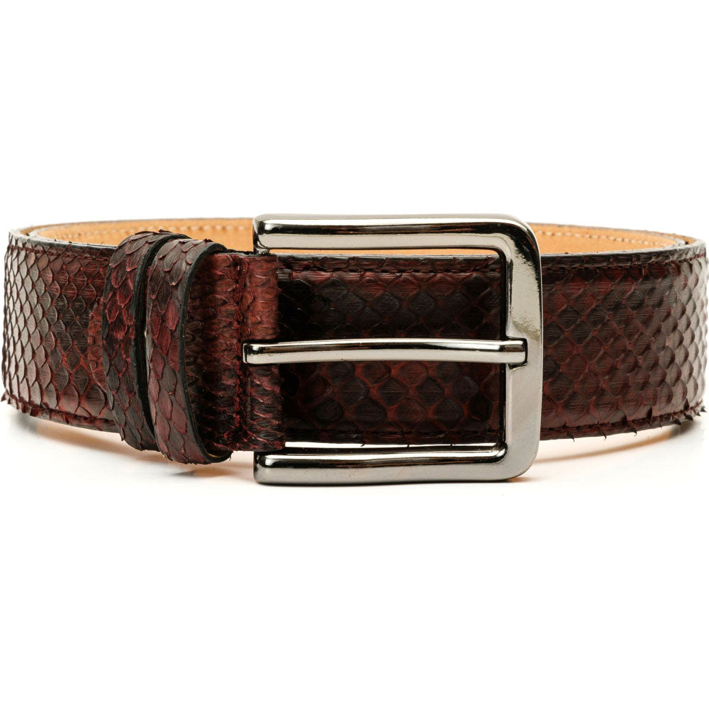 Vinci Leather The Boss Burgundy Python Sneak Leather Leather Belt