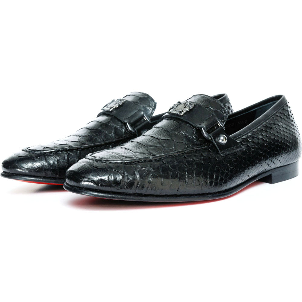 Vinci Leather The Boss Python Black Color Shoe Bit Loafer (C-9023 X)