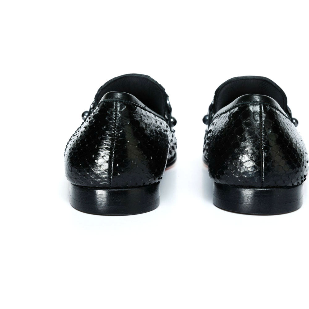 Vinci Leather The Boss Python Black Color Shoe Bit Loafer (C-9023 X)