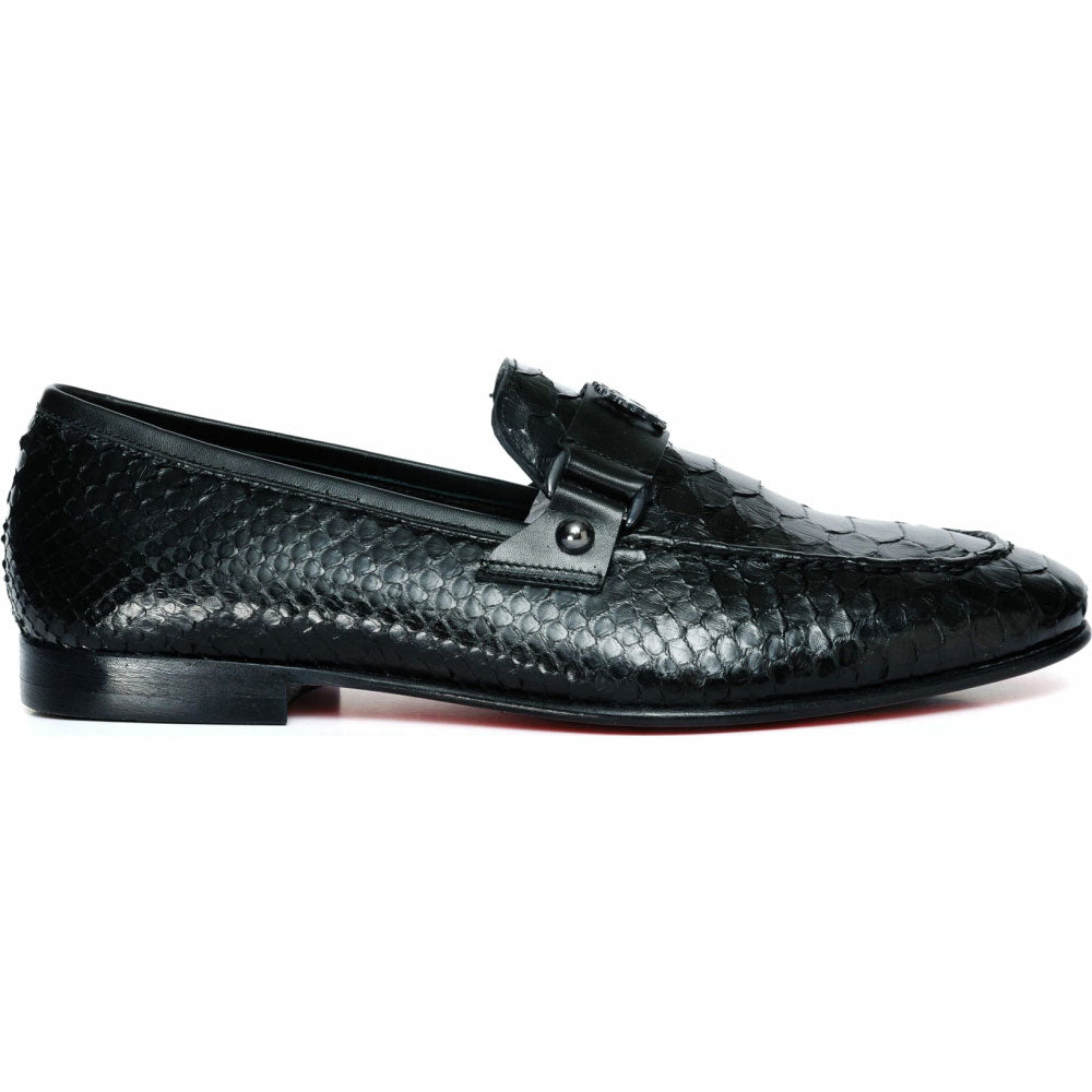 Vinci Leather The Boss Python Black Color Shoe Bit Loafer (C-9023 X)