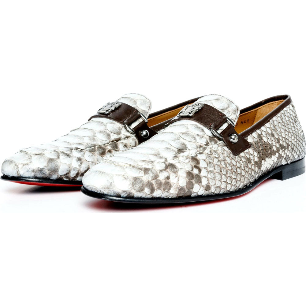 Vinci Leather The Boss Python Natural Color Shoe Bit Loafer (C-9023 X)