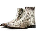 Vinci Leather The Boss White Python Snk Zip-up Leather Boot Limited Edition