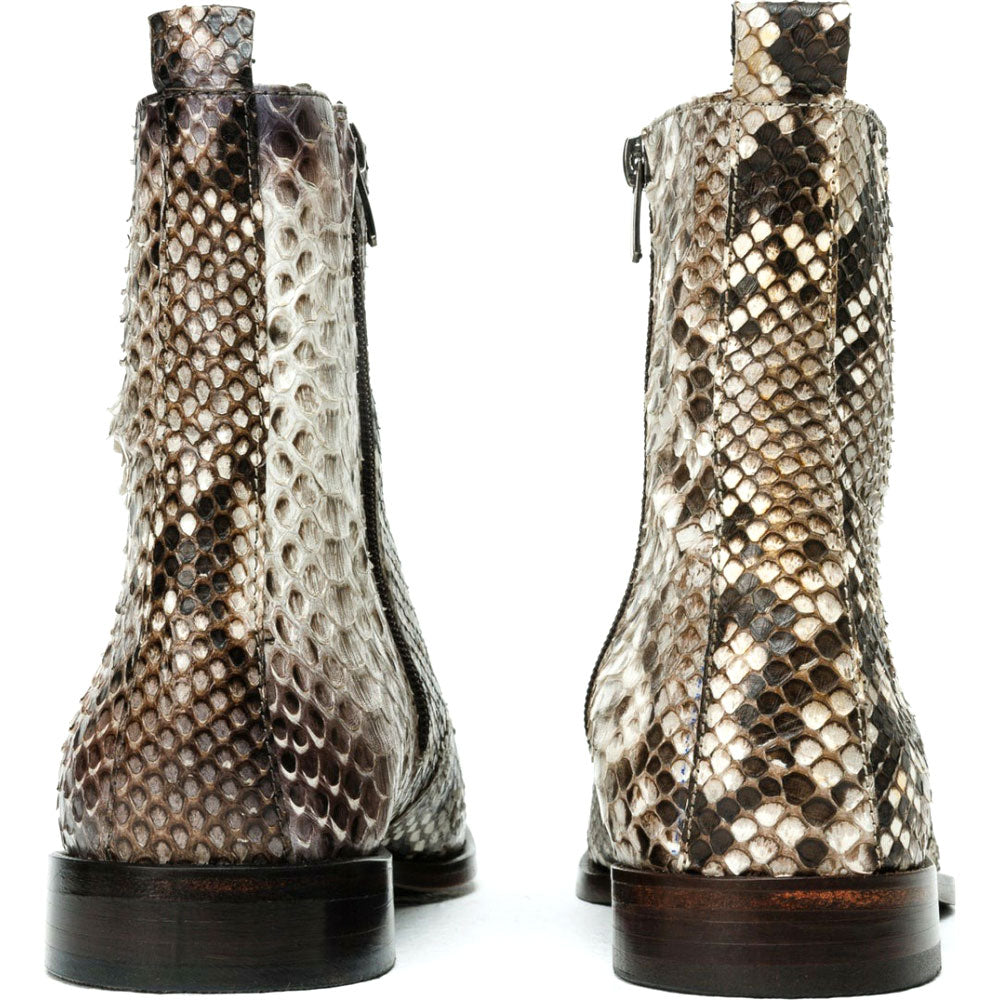 Vinci Leather The Boss White Python Snk Zip-up Leather Boot Limited Edition