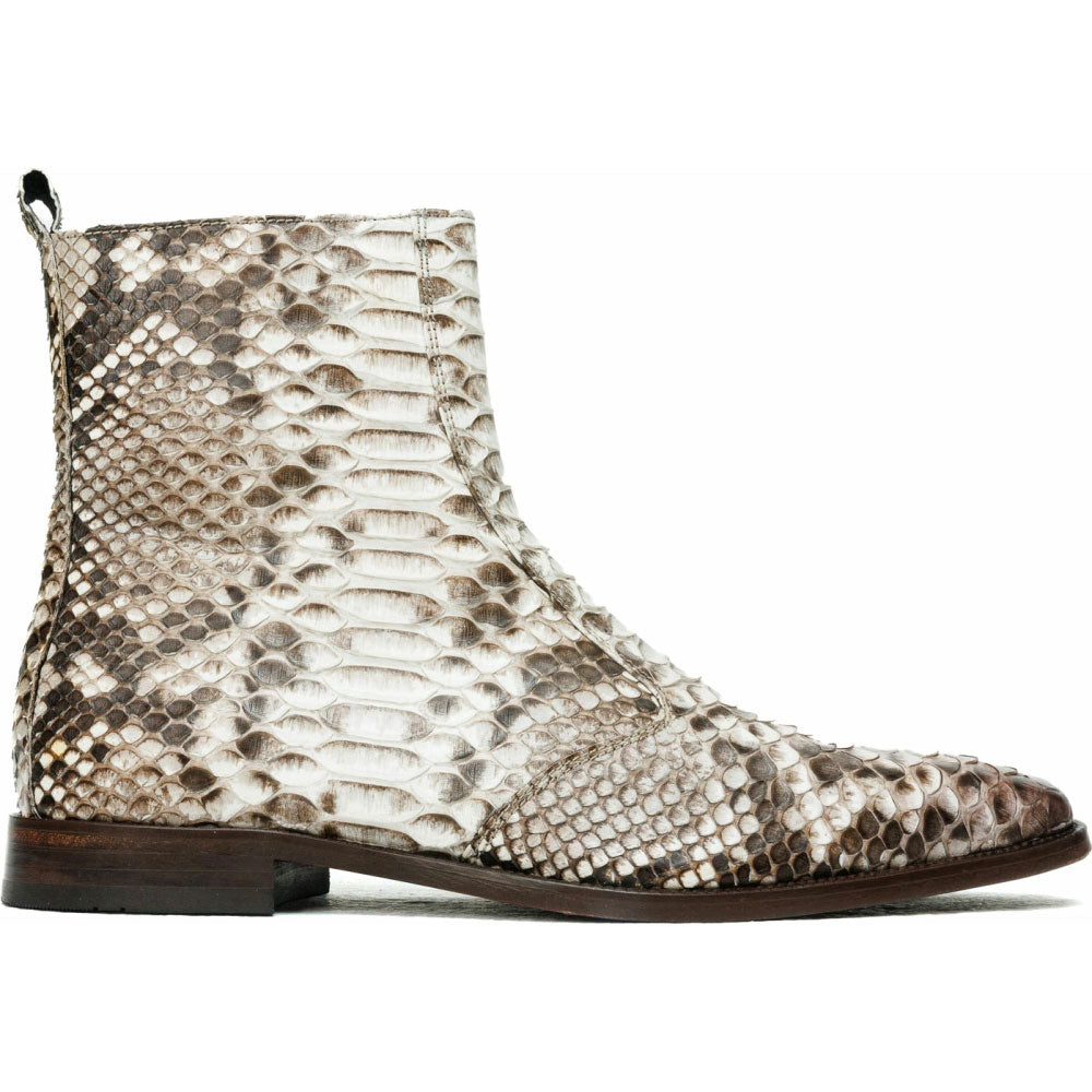 Vinci Leather The Boss White Python Snk Zip-up Leather Boot Limited Edition