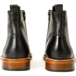 Vinci Leather The Bothey Black Leather Cap-toe Lace-up Boot With A Zipper (14554)