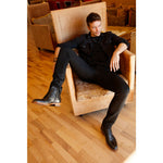 Vinci Leather The Bothey Black Leather Cap-toe Lace-up Boot With A Zipper (14554)