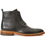 Vinci Leather The Bothey Black Leather Cap-toe Lace-up Boot With A Zipper (14554)