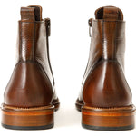 Vinci Leather The Bothey Brown Leather Cap-toe Lace-up Boot With A Zipper (14554)