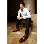 Vinci Leather The Bothey Brown Leather Cap-toe Lace-up Boot With A Zipper (14554)