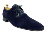 Vinci Leather The Brody Navy Blue Suede Dress Shoes (9244)