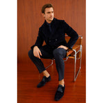 Vinci Leather The Brody Navy Blue Suede Dress Shoes (9244)