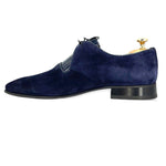 Vinci Leather The Brody Navy Blue Suede Dress Shoes (9244)