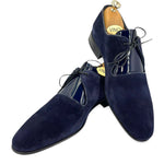 Vinci Leather The Brody Navy Blue Suede Dress Shoes (9244)