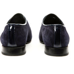 Vinci Leather The Brody Navy Blue Suede Dress Shoes (9244)