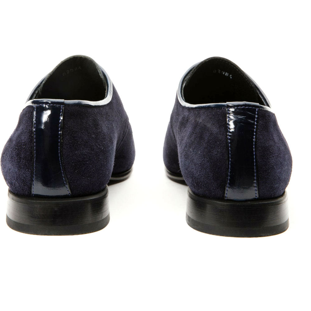Vinci Leather The Brody Navy Blue Suede Dress Shoes (9244)