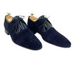 Vinci Leather The Brody Navy Blue Suede Dress Shoes (9244)
