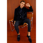 Vinci Leather The Brody Navy Blue Suede Dress Shoes (9244)