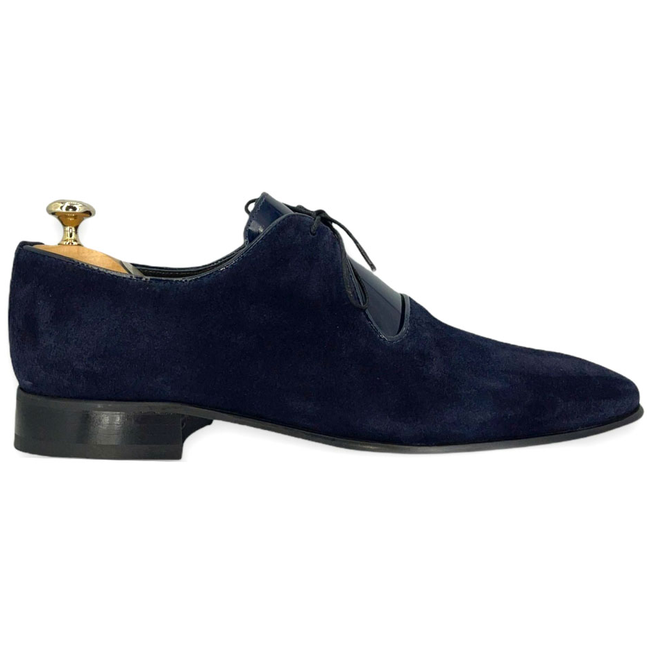 Vinci Leather The Brody Navy Blue Suede Dress Shoes (9244)