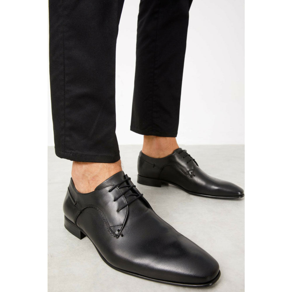 Vinci Leather The Buenos Aires Black Derby Shoes (10723)