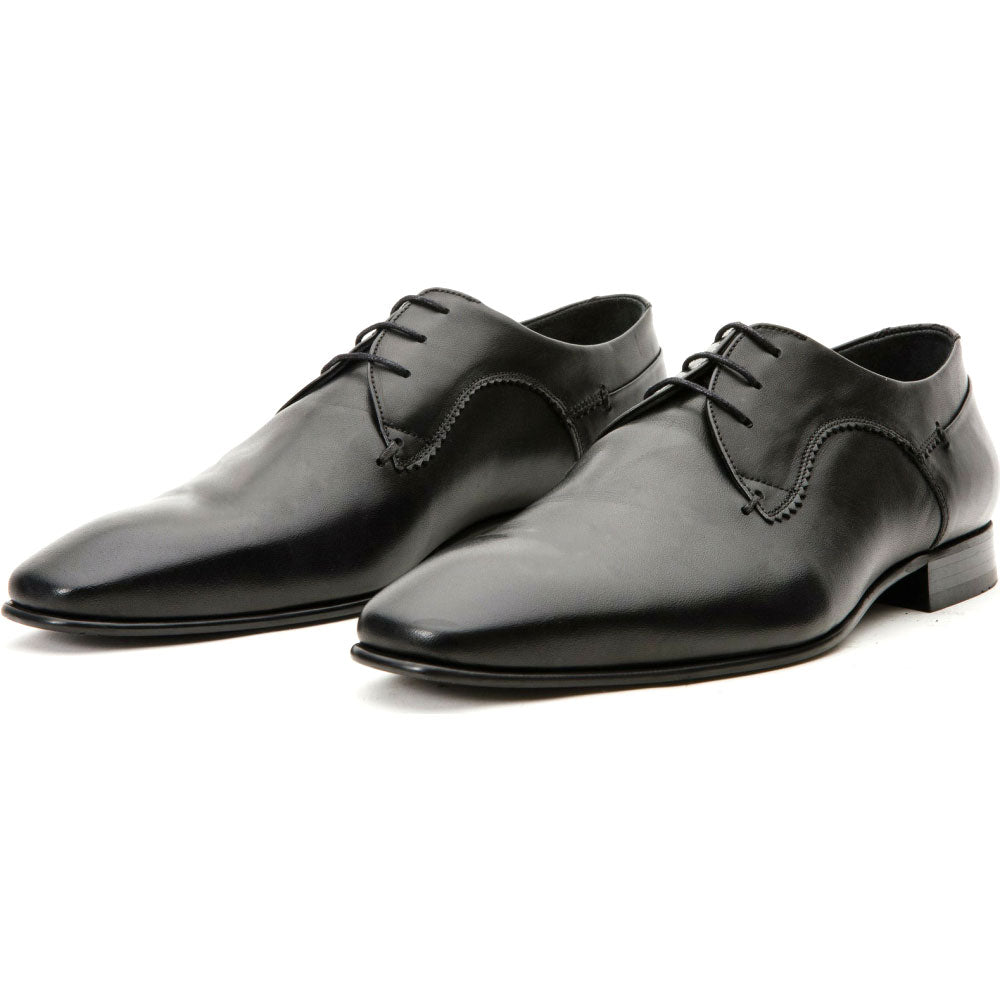 Vinci Leather The Buenos Aires Black Derby Shoes (10723)