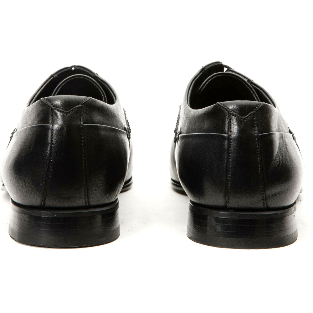Vinci Leather The Buenos Aires Black Derby Shoes (10723)