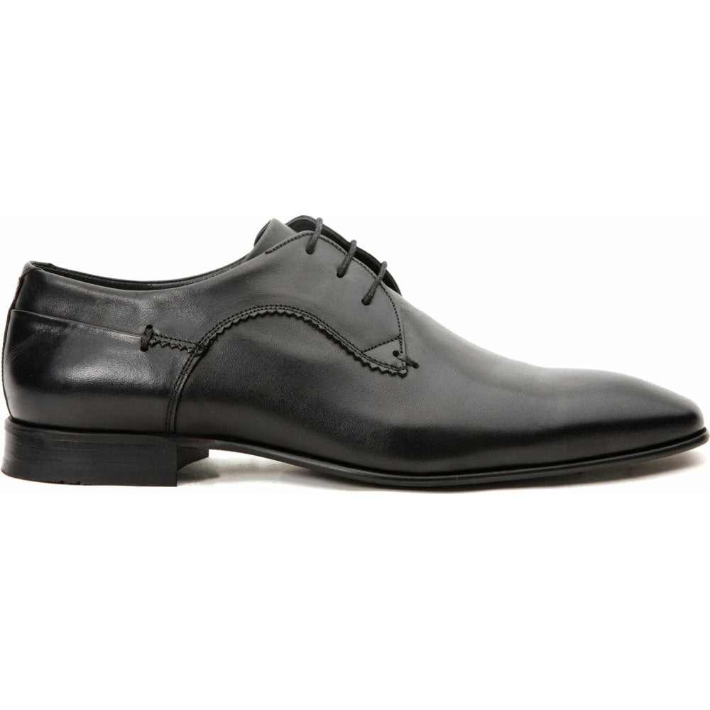 Vinci Leather The Buenos Aires Black Derby Shoes (10723)
