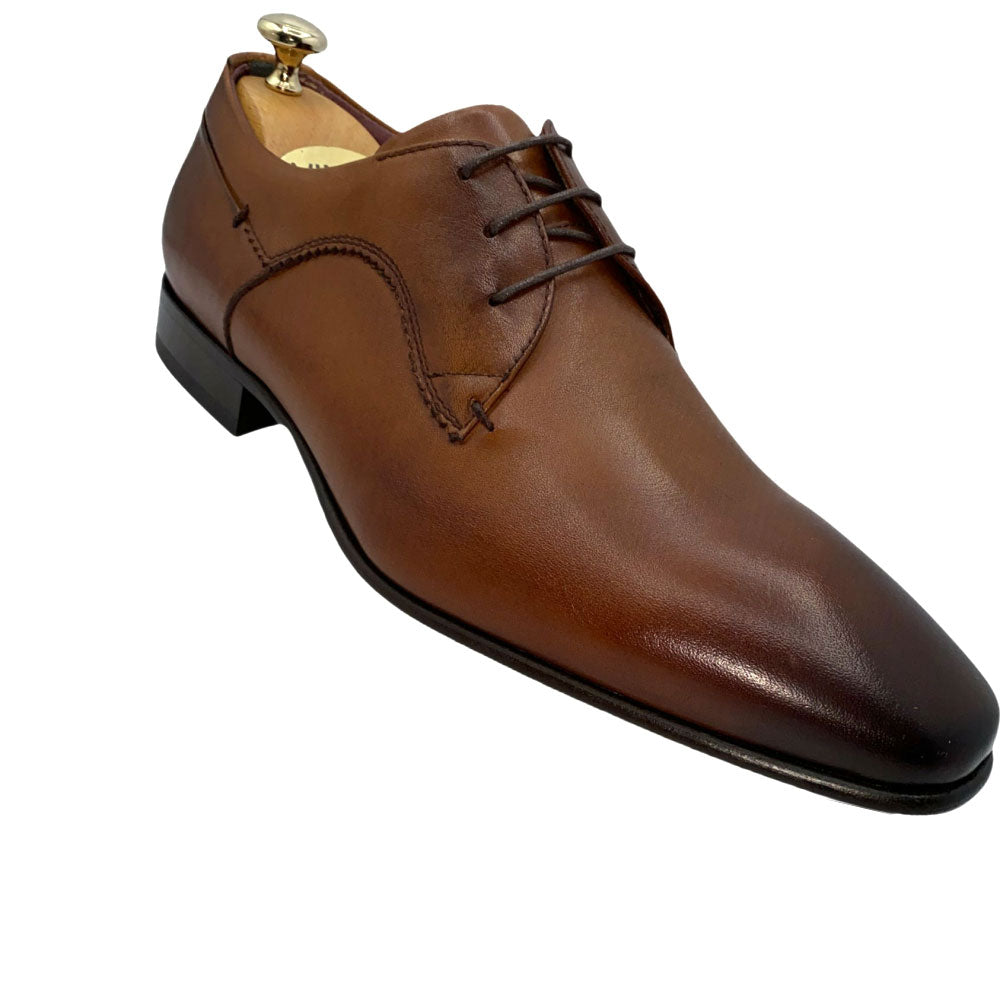 Vinci Leather The Buenos Aires Brown Derby Shoes (10723)