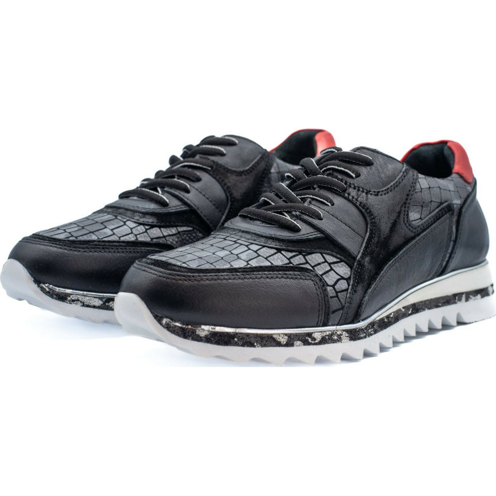 Vinci Leather The Cakarta Black Leather Sneaker (06560 S-8)
