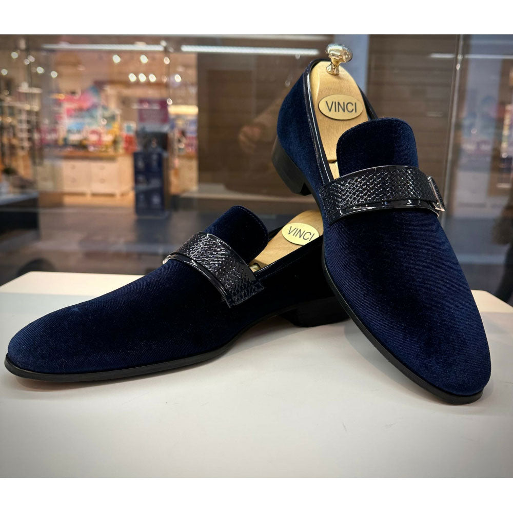 Vinci Leather The Casaletti Navy Bit Loafer Shoe (1803)