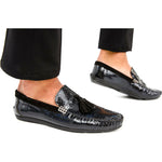 Vinci Leather The Cordova Black Patent Leather Tassel Loafer (8498)