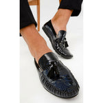 Vinci Leather The Cordova Black Patent Leather Tassel Loafer (8498)