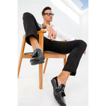 Vinci Leather The Cordova Black Patent Leather Tassel Loafer (8498)